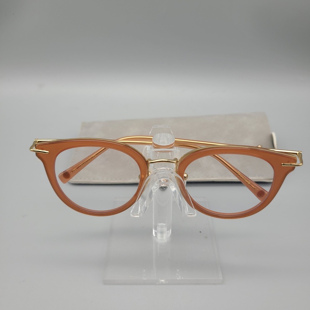 TIJN Eyewear T1198 Cat Eye Eyeglasses Peach Gold Frames 47-20-140 C3